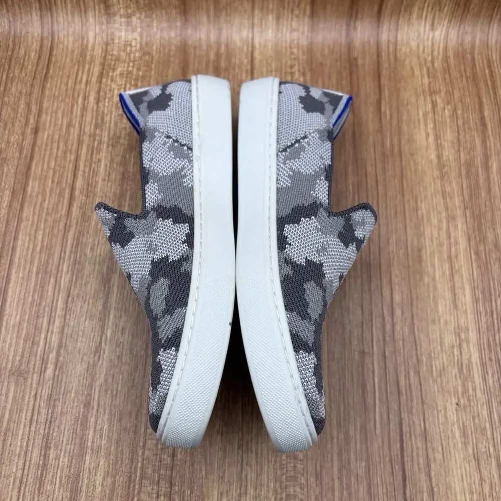 Rothy's The Kids Sneaker US Kids Sz 4 Gray  Camo Recycled Slip‎ Ons Worn Once